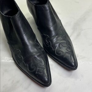 Harley Davidson Rodeo Flame Black Leather Ankle Boots, Pointed Toe, Women's 8.5